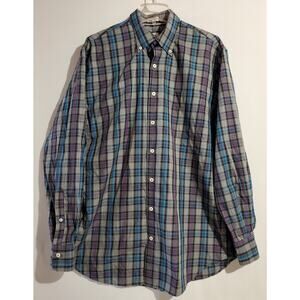 Peter Millar Plaid Button Down 100% Cotton Long Sleeve Collared Shirt Men's L